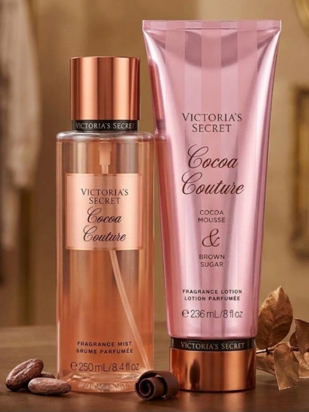 Victoria's Secret Cocoa Couture Fragrance Mist & Lotion in Pink and Rose Gold